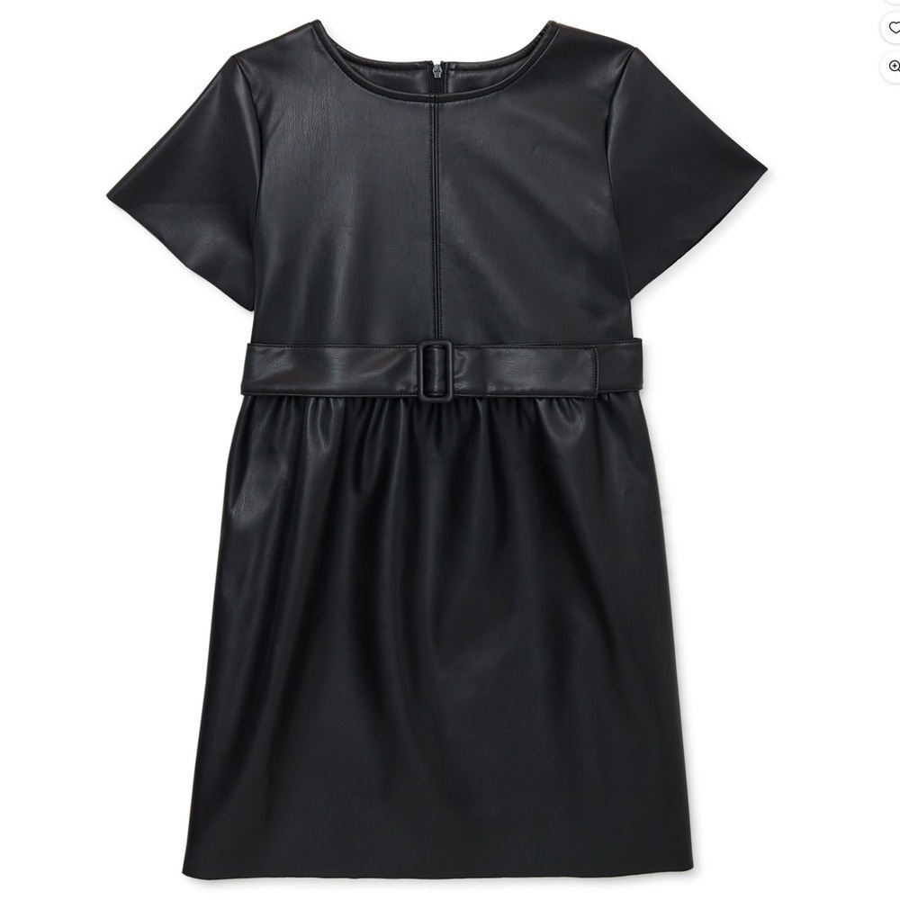 Faux Leather Girls Dress Special Occasion Black Size 14/16 X Large